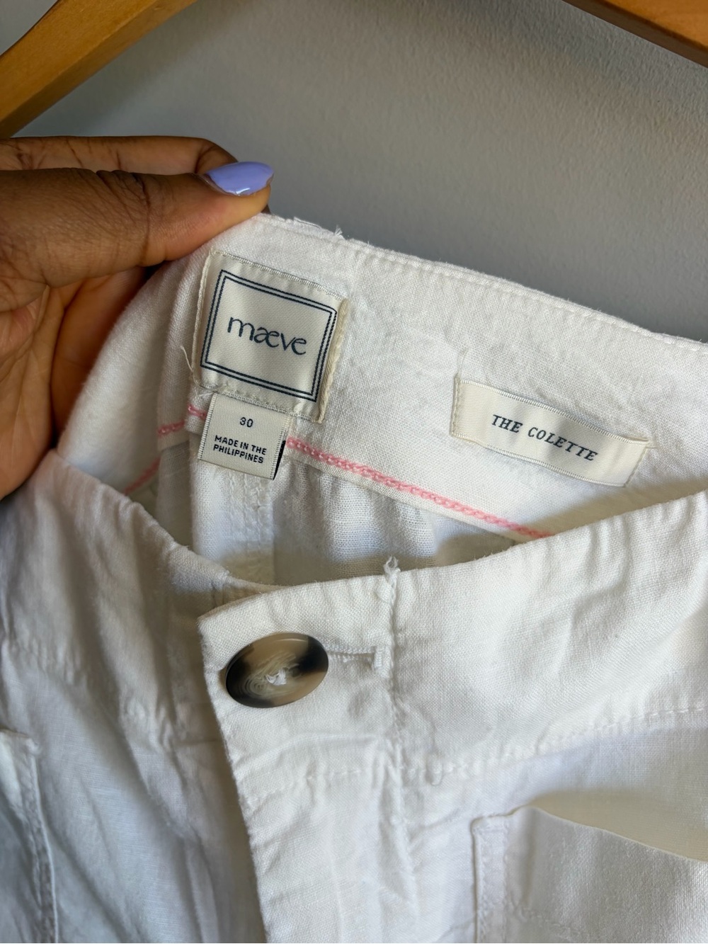 Maeve White Wide-Leg Linen Blend Pants - Picture 3 of 5